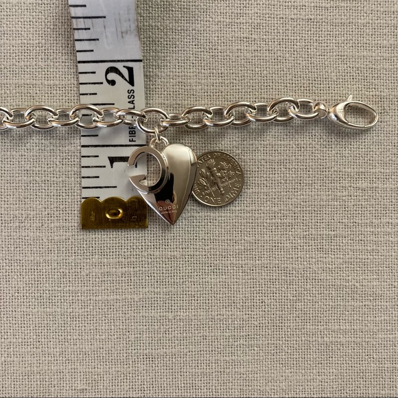 Gucci Sterling Silver Heart Cut-Out G Charm Logo Chain Bracelet 8” New Box $700 - Picture 16 of 16